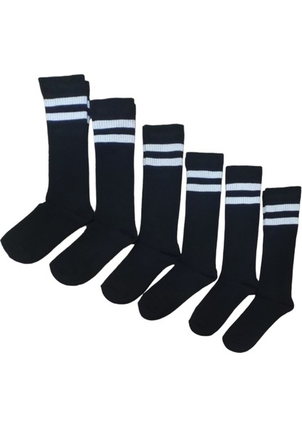 Kadın 6 Çift Dizaltı Şeritli Pamuklu Uzun Çorap