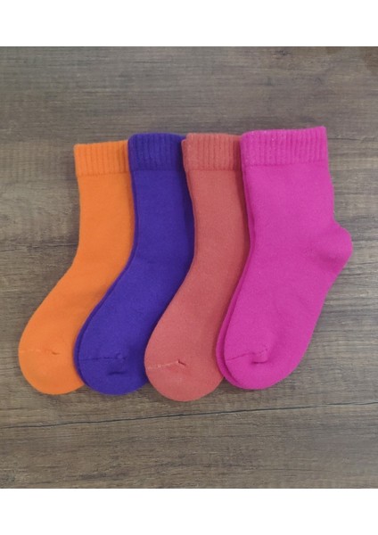 Leement Socks Çocuk 4 Çift Kalın Havlu Termal Çorap Burun Dikişsiz Seri