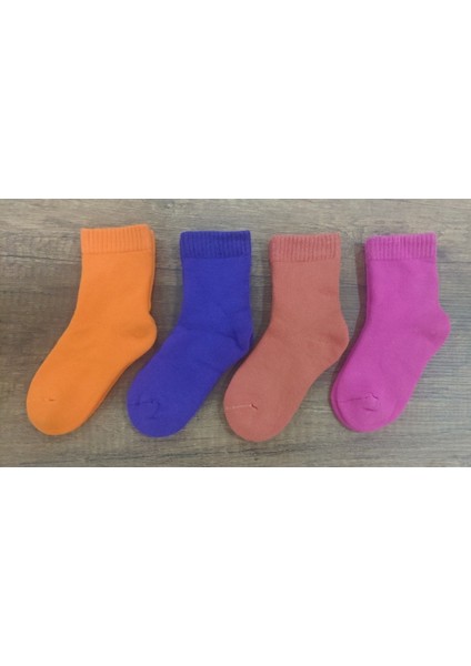 Leement Socks Çocuk 4 Çift Kalın Havlu Termal Çorap Burun Dikişsiz Seri