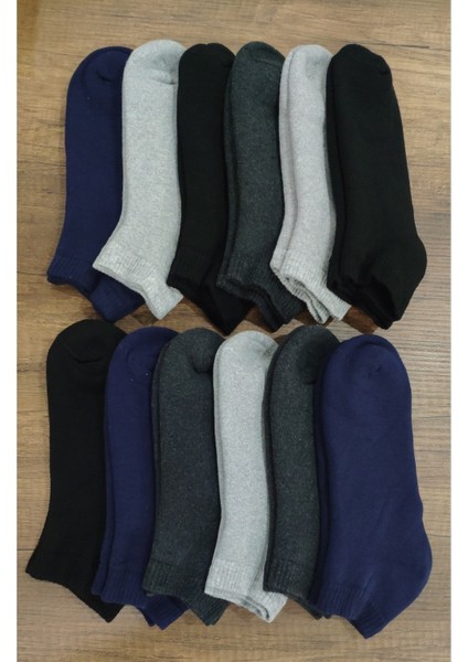 Dikişsiz Kalın Havlu Patik Çorap 12 Çift Pamuklu