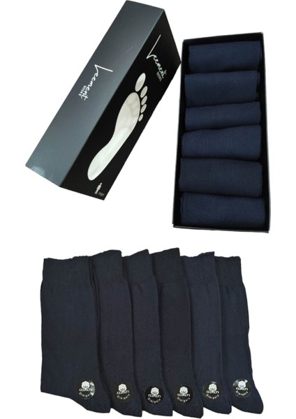 Erkek Pamuklu 6 Çift Düz Burun Dikişsiz Klasik Çorap