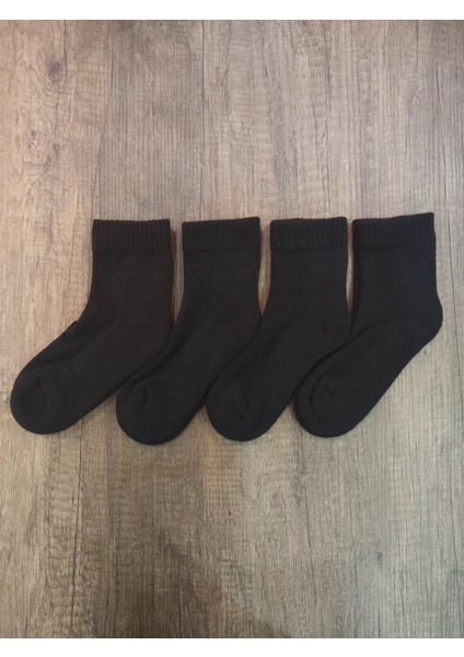 Çocuk Taban Altı Havlu Çorap 4 Çift Pamuklu Dikişsiz Burun