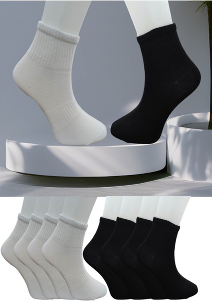 Dikişsiz 8 Çift Düz Orta Konç Spor Çorap
