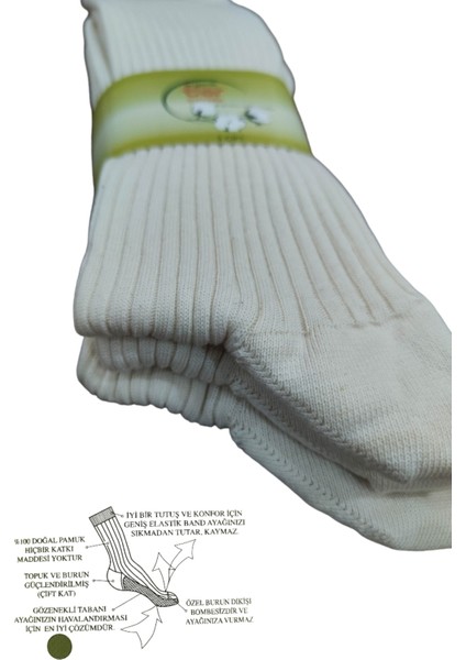 Klasik Pamuk Çorap Ter Çorabı Özel Üretim 3 Çift