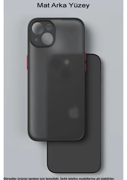 Case World Caseworld Apple iPhone 14 Promax Kılıf Kamera Korumalı Silikon Kenarlı Renkli Düğmeli Arkası Mat Arka Kapak - Siyah