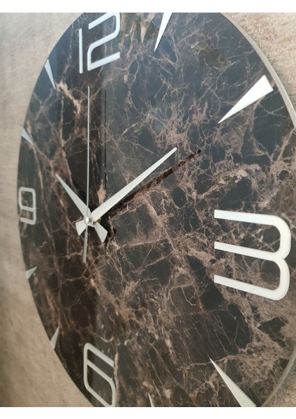 Siyah Mermer Desenli Yuvarlak Duvar Saati fiyatları