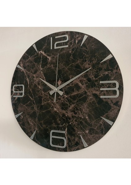 Siyah Mermer Desenli Yuvarlak Duvar Saati indirimleri