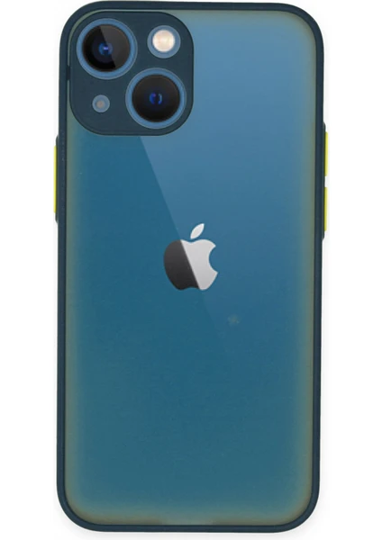 Case World Caseworld Apple iPhone 15 Plus Kılıf Kamera Korumalı Silikon Kenarlı Renkli Düğmeli Arkası Mat Arka Kapak - Lacivert