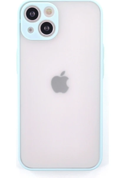 Case World Caseworld Apple iPhone 15 Plus Kılıf Kamera Korumalı Silikon Kenarlı Renkli Düğmeli Arkası Mat Arka Kapak - Turkuaz