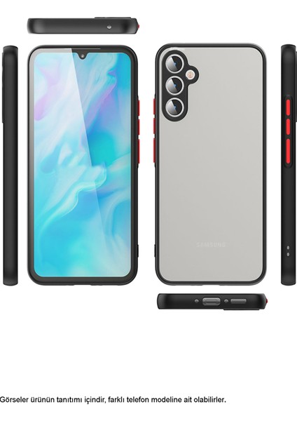 Case World Caseworld Samsung Galaxy M32 Kılıf Kamera Korumalı Silikon Kenarlı Renkli Düğmeli Arkası Mat Arka Kapak - Kırmızı