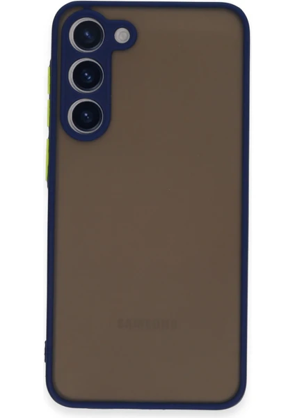 Case World Caseworld Samsung Galaxy S23 Kılıf Kamera Korumalı Silikon Kenarlı Renkli Düğmeli Arkası Mat Arka Kapak - Lacivert