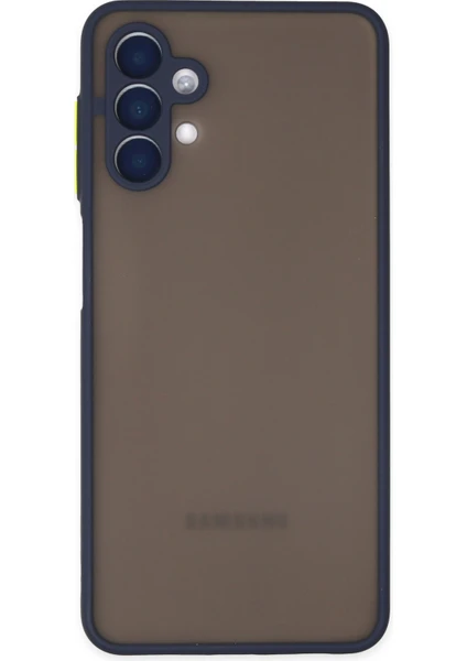 Case World Caseworld Samsung Galaxy A04S Kılıf Kamera Korumalı Silikon Kenarlı Renkli Düğmeli Arkası Mat Arka Kapak - Lacivert