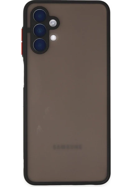 Case World Caseworld Samsung Galaxy A04S Kılıf Kamera Korumalı Silikon Kenarlı Renkli Düğmeli Arkası Mat Arka Kapak - Siyah