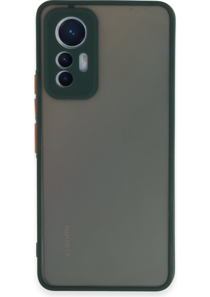 Caseworld Xiaomi Mi 12 Lite Kılıf Kamera Korumalı Silikon Kenarlı Renkli Düğmeli Arkası Mat Arka Kapak - Yeşil