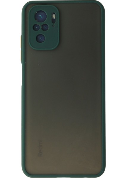Caseworld Xiaomi Poco M5S Kılıf Kamera Korumalı Silikon Kenarlı Renkli Düğmeli Arkası Mat Arka Kapak - Yeşil