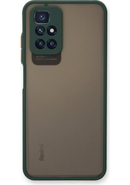 Caseworld Xiaomi Redmi 10 Kılıf Kamera Korumalı Silikon Kenarlı Renkli Düğmeli Arkası Mat Arka Kapak - Yeşil