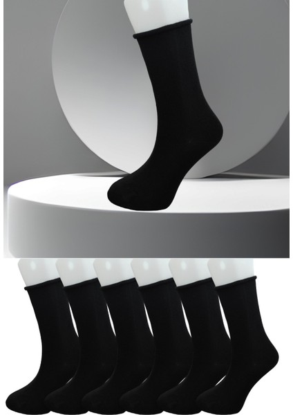 6 Çift Lastiksiz Çorap Burun Dikişsiz Pamuklu Seri Beyaz