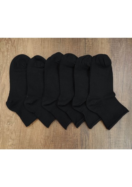 Leement Socks Kadın 6 Çift Penye Dikişsiz Orta Konç Lastiksiz Siyah Çorap