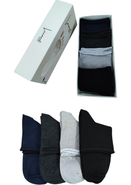 4 Çift Kısa Konç Lastiksiz Çorap Pamuklu Dikişsiz Seri