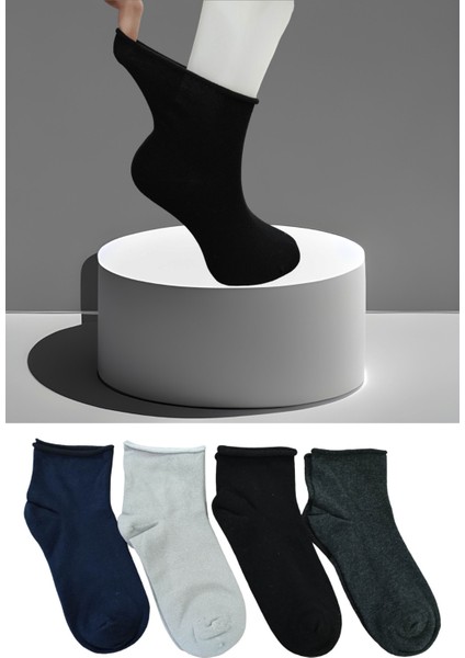 4 Çift Kısa Konç Lastiksiz Çorap Pamuklu Dikişsiz Seri fiyatları