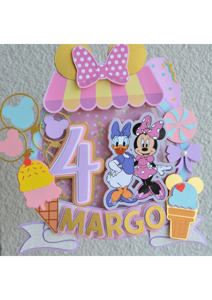 Minnie Mouse Daisy Temalı Kız Çocuk Doğum Günü Süsü Minnie Pasta Süsü Parti Malzemesi Cake Topper (20X21CM)