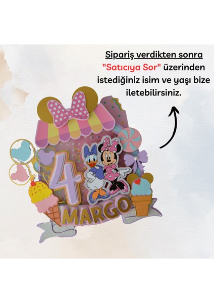 Minnie Mouse Daisy Temalı Kız Çocuk Doğum Günü Süsü Minnie Pasta Süsü Parti Malzemesi Cake Topper (20X21CM)