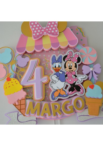 Minnie Mouse Daisy Temalı Kız Çocuk Doğum Günü Süsü Minnie Pasta Süsü Parti Malzemesi Cake Topper (20X21CM)