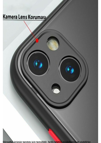 Xiaomi Redmi Note 12S Kılıf Kamera Korumalı Silikon Kenarlı Renkli Düğmeli Arkası Mat Arka Kapak - Kırmızı