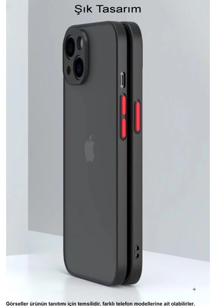 Xiaomi Redmi Note 12S Kılıf Kamera Korumalı Silikon Kenarlı Renkli Düğmeli Arkası Mat Arka Kapak - Kırmızı