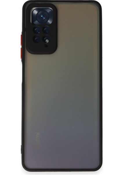 Xiaomi Redmi Note 11 Pro Kılıf Kamera Korumalı Silikon Kenarlı Renkli Düğmeli Arkası Mat Arka Kapak - Siyah