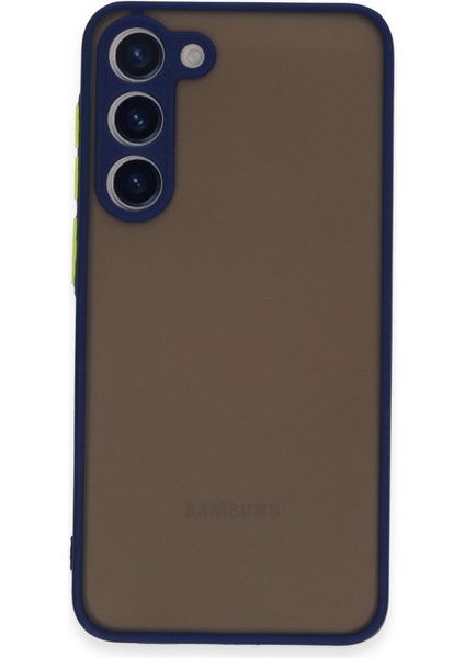 Samsung Galaxy S22 Plus Kılıf Kamera Korumalı Silikon Kenarlı Renkli Düğmeli Arkası Mat Arka Kapak - Lacivert