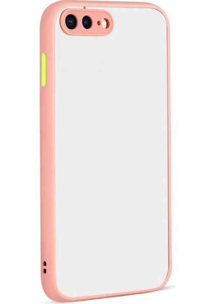 Apple iPhone8 Plus Kılıf Kamera Korumalı Silikon Kenarlı - Pudra