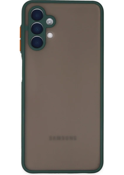 Caseart Samsung Galaxy A04S Kılıf Kamera Korumalı Silikon Kenarlı Renkli Düğmeli Arkası Mat Arka Kapak - Yeşil