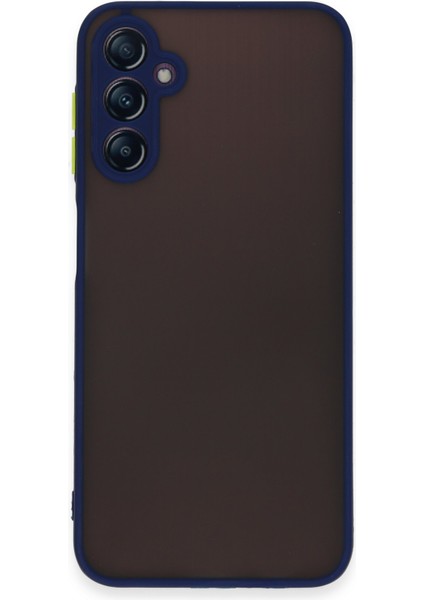 Samsung Galaxy A54 Kılıf Kamera Korumalı Silikon Kenarlı Renkli Düğmeli Arkası Mat Arka Kapak - Lacivert
