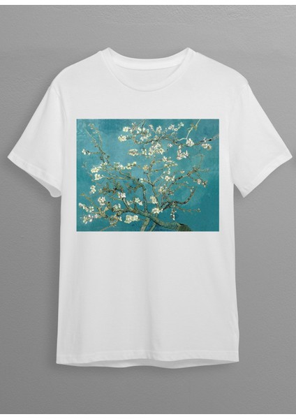 Vincent Van Gogh Çiçek Açan Badem Ağacı Baskılı Unisex T-Shirt H03