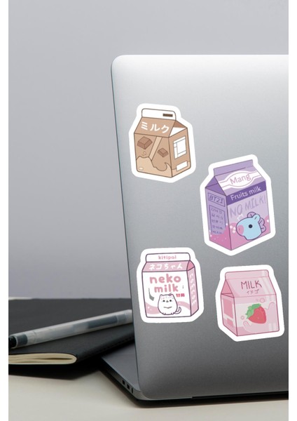 Estetik Süt Kutular Sticker Seti Ajanda Telefon Laptop Sticker Seti 12 Adet