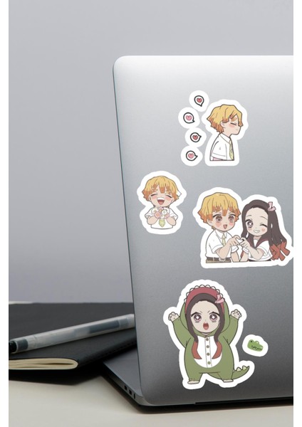 Demon Slayer Cartoon Sticker Seti Ajanda Telefon Laptop Sticker Seti 13 Adet