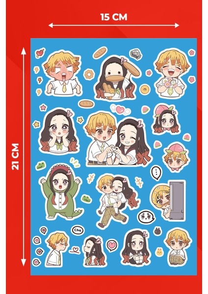 Demon Slayer Cartoon Sticker Seti Ajanda Telefon Laptop Sticker Seti 13 Adet