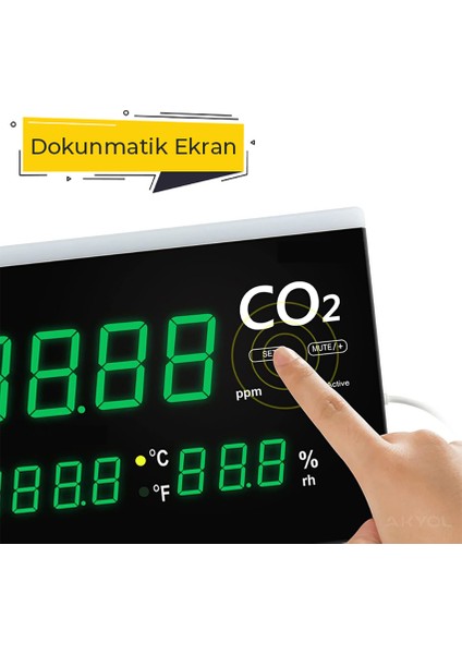 Az 7729 Işıklı Dijital Display Ortam Hava Kalitesi Ölçer (Dokunmatik)