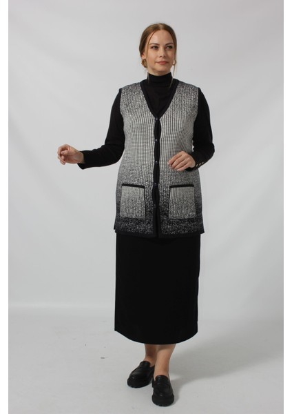 Y866 Kareli Düğmeli Cepli Mevsimlik Anne Yelek fırsatları