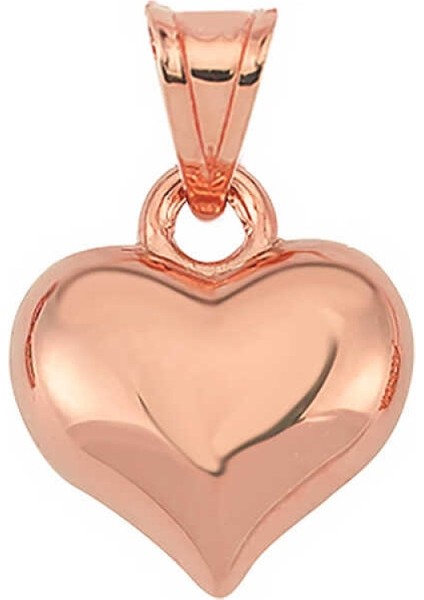 Gümüş 3 Boyutlu Rose Kalp Kadın Kolye Ucu