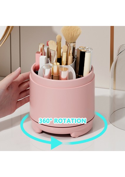 360° Dönen Makyaj Fırçası Saklama Kutusu Taşınabilir Kozmetik Organizatör Ruj Kaş Kalemi Göz Farı Tutucu Dresser Raf (Yurt Dışından)