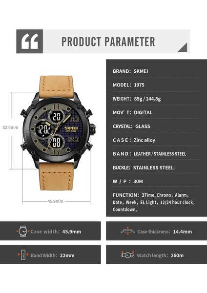 Erkekler Saatler Üç Kez Çift Ekran Çok Fonksiyonlu Trend Izle Su Geçirmez Aydınlık Moda Erkek Spor Elektronik Saat (Yurt Dışından)
