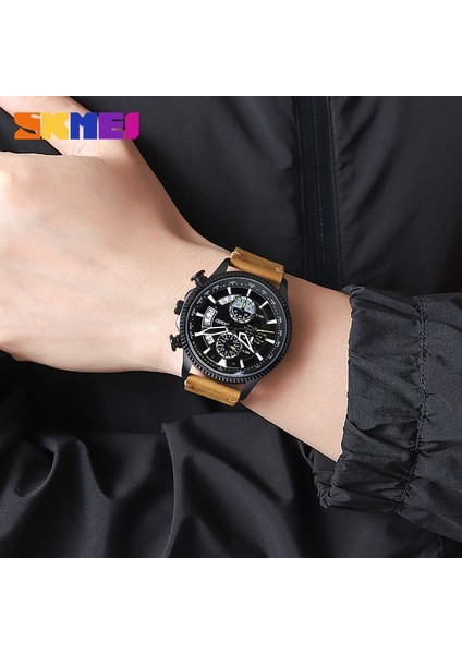 Erkekler Saatler Moda Kronometre Kuvars Saatler Üst Marka Lüks Hakiki Deri Kayış Su Geçirmez Tarih Kol Saati (Yurt Dışından) modelleri