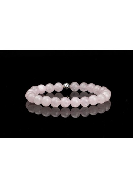 Pembe Kuvars Doğal Taş Bileklik – 8 mm