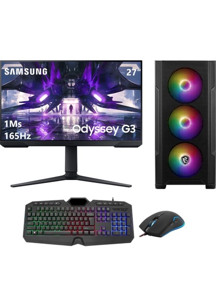 GP568DS Amd Ryzen 5 5600 16GB 1tb SSD + 1tb HDD RX7700XT Windows 11 Pro 27" Masaüstü Bilgisayar