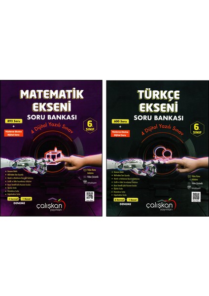 Çalışkan Yayınları 6. Sınıf Matematik + Türkçe Ekseni Soru Bankası 2 Kitap