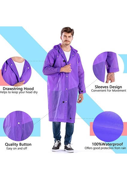 Unisex Yağmurluk Su Rüzgar Geçirmez Çıtçıtlı Kapüşonlu Eva Yağmurluk fiyatları