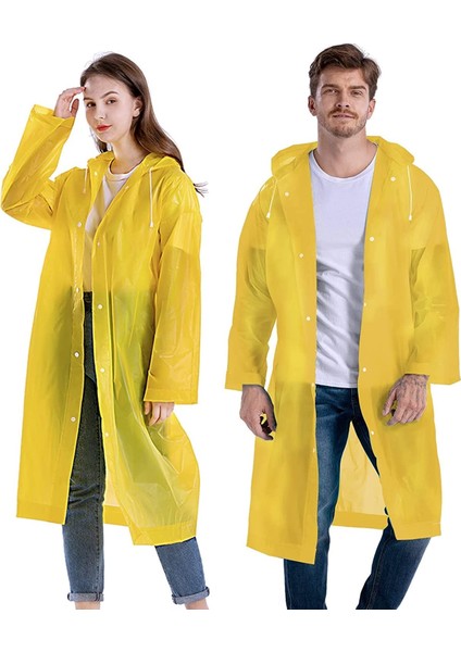 Unisex Yağmurluk Su Rüzgar Geçirmez Çıtçıtlı Kapüşonlu Eva Yağmurluk