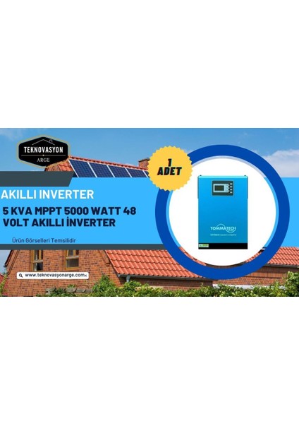 Teknovasyon Arge Güneş Enerjisi Hibrit Paket 5kva Mppt Inverter 450 Watt Güneş Paneli 150 Amper Jel Akü Istabreeze 1000 W 48 V Rüzgar Türbini + Yerli Şarj Kontrol Cihazı